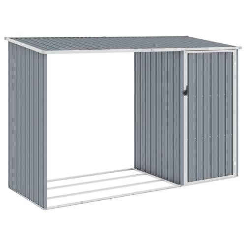 Rantry Garten Brennholzlager Grau 245x98x159 cm Verzinkter Stahl Brennholzlagerschuppen Rasen und Gartenarbeit Model46294 von Rantry