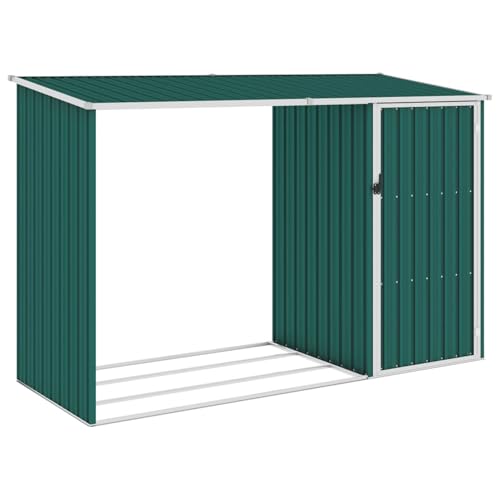 Rantry Garten Brennholzlager Grün 245x98x159 cm Verzinkter Stahl Brennholzlagerschuppen Rasen und Gartenarbeit Model46293 von Rantry