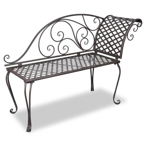 Rantry Garten-Chaiselongue 128 cm Stahl Antik Braun Loungesessel Model40717 von Rantry