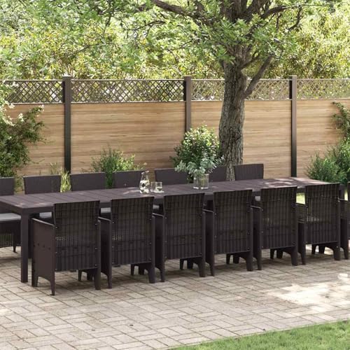 Rantry Garten Esszimmer Set 15 pcs Braun Groß Poly-Rattan Garten-Esstisch und Stühle Model3378799 von Rantry