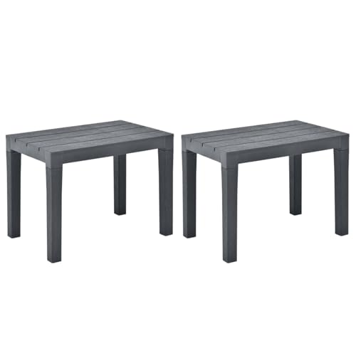 Rantry Gartenbänke 2 STK. Anthrazit Kunststoff Gartenstühle Model48781 von Rantry