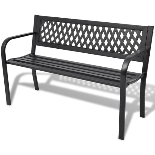 Rantry Gartenbank 118 cm Stahl Schwarz Gartenstühle Model42169 von Rantry