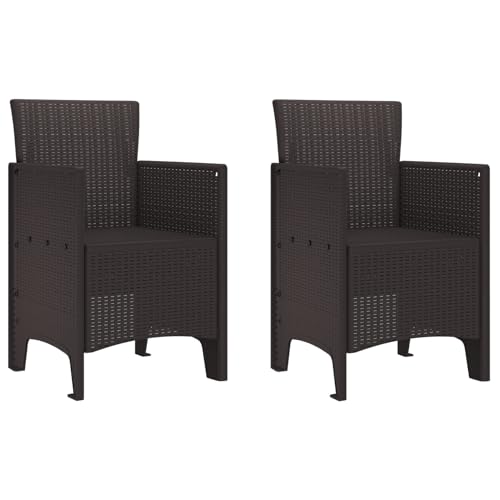 Rantry Gartenstühle 2 Stück braunes Poly-Rattan von Rantry