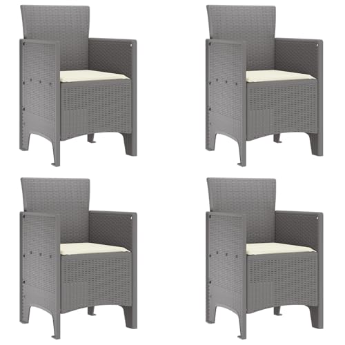Rantry Gartenstühle mit Kissen 4 STK. Hellgrau Poly Rattan von Rantry