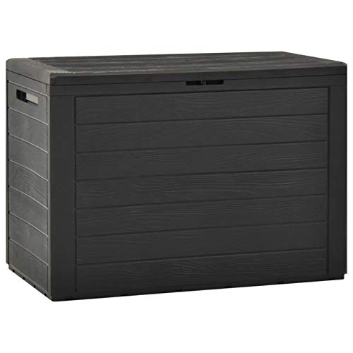Rantry Gartentruhe Auflagenbox Garten Aufbewahrungsbox Kissenbox Gartenbox Gartenmöbel Gartenkasten Gartentruhe Truhe Möbel für Terrasse Garten Anthrazit 78x44x55 cm Polypropylen von Rantry