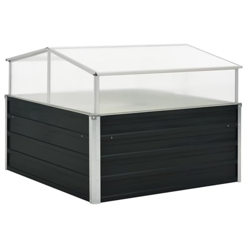 Rantry Gewächshaus Anthrazit 100x100x77 cm Verzinkter Stahl Gewächshaus Rasen und Gartenarbeit Model45724 von Rantry