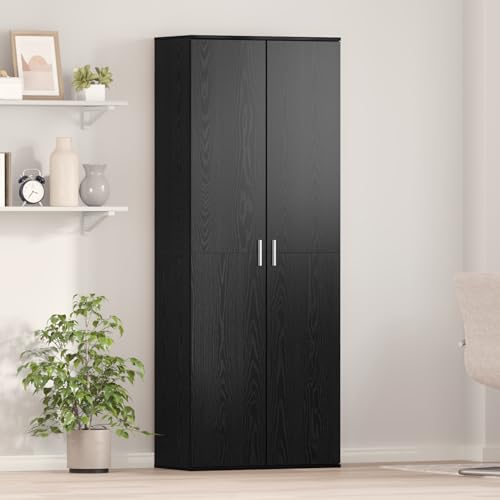 Rantry Highboard Schwarz-Eiche 70x35x180 cm Holzwerkstoff Schrank Model3365566 von Rantry