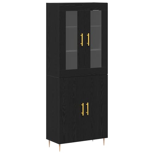 Rantry Highboard Schwarze Eiche 69.5x34x180 cm Holzwerkstoff Schrank Model3334348 von Rantry