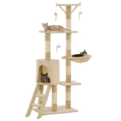 Rantry Katzen-Kratzbaum mit Sisal-S?ulen 138 cm Beige Katzen-Kratzbaum Model170580 von Rantry