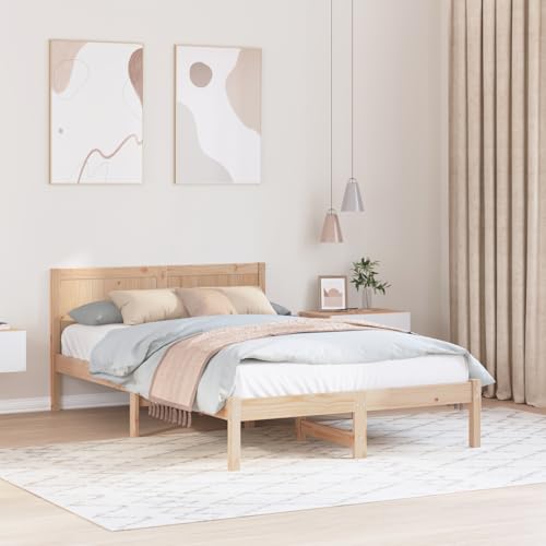 Rantry Kiefer Bettgestell Natur Kiefer Holz 140 x 190 cm Langlebig Bed Frame Model872194 von Rantry