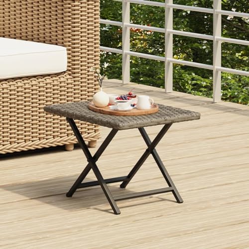 Rantry Klapptisch Campingtisch Balkontisch Gartentisch Klappbar Beistelltisch Möbel Couchtisch Teetisch Grau 45x35x32 cm Poly Rattan von Rantry