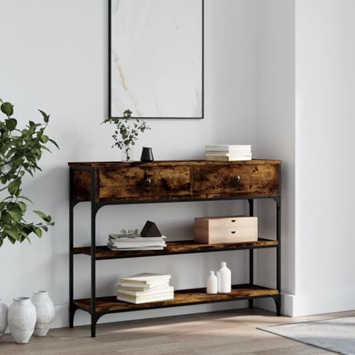 Rantry Konsolentisch Räuchereiche 100x25x75 cm Holzwerkstoff Flurtisch schmal Model834182 von Rantry