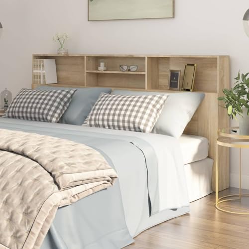 Rantry Kopfteil mit Ablagen Sonoma-Eiche 200x19x103,5 cm Nachttisch Model811892 von Rantry
