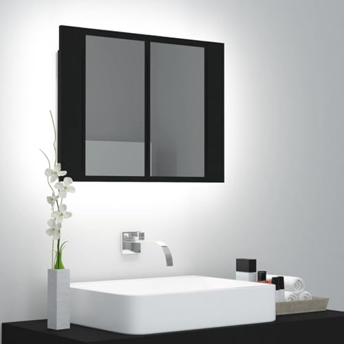 Rantry LED-Bad-Spiegelschrank Schwarz 60x12x45 cm Acryl Spiegelschrank Model804957 von Rantry