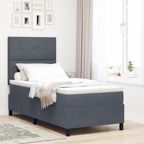 Rantry LED Boxspringbett mit Matratze Dunkelgrau 100x200 cm Samt Schlafzimmerbett Rantry LED Boxspringbett mit Matratze Dunkelgrau 100x200 cm Samt Schlafzimmerbett von Rantry