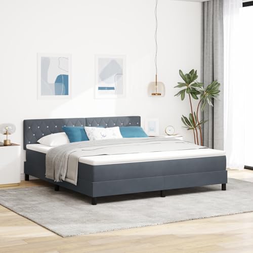 Rantry LED Boxspringbett mit Matratze Dunkelgrau 180x200 cm Samt Schlafzimmerbett Rantry LED Boxspringbett mit Matratze Dunkelgrau 180x200 cm Samt Schlafzimmerbett von Rantry