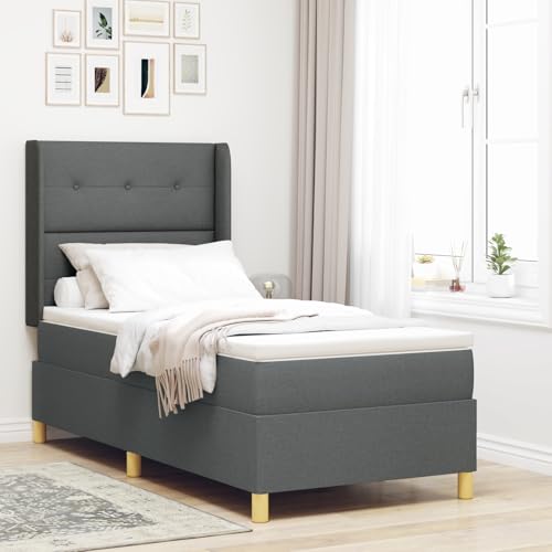 Rantry LED Boxspringbett mit Matratze Dunkelgrau 90x200 cm Stoff Schlafzimmerbett Rantry LED Boxspringbett mit Matratze Dunkelgrau 90x200 cm Stoff Schlafzimmerbett von Rantry