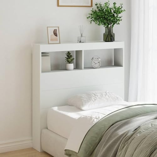 Rantry LED-Kopfteil mit Ablagen Weiß 100x17x102 cm Nachttisch Model839182 von Rantry