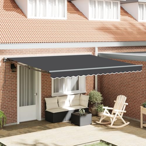 Rantry Manuelle einziehbare Markise Orange und Weiß 350x250 cm Standmarkise Model3330213 von Rantry