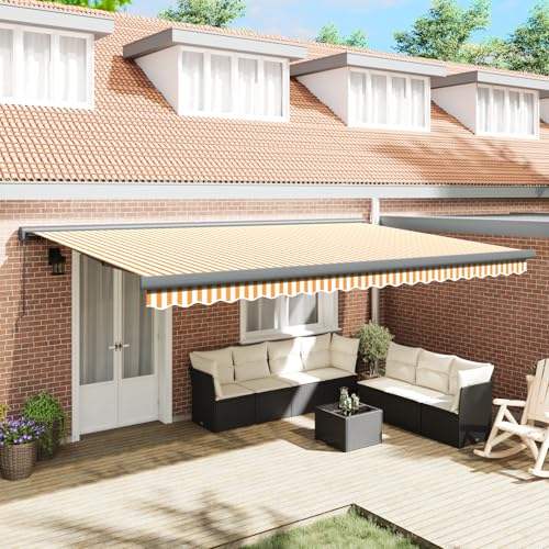 Rantry Manuelle einziehbare Markise Orange und Weiß 500x300 cm Standmarkise Model3331207 von Rantry