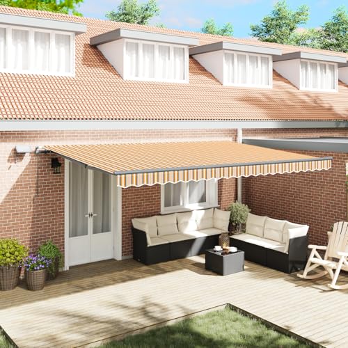 Rantry Manuelle einziehbare Markise mit LED Buntstreifen 500x350 cm Standmarkise Model3331514 von Rantry