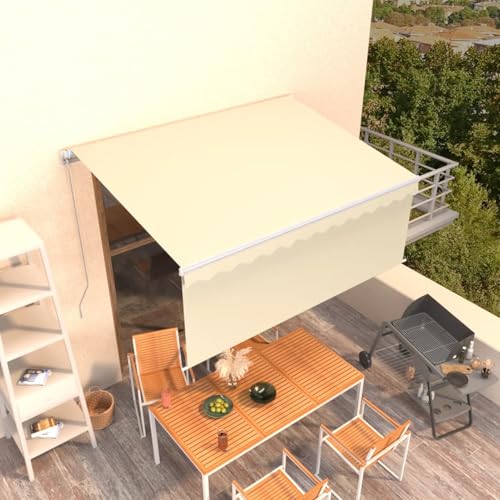 Rantry Markise Manuell Einziehbar mit Rollo 3,5x2,5 m Creme Standmarkise Model3069277 von Rantry