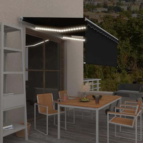 Rantry Markise Manuell Einziehbar mit Rollo & LED 3x2,5m Anthrazit Standmarkise Model3069264 von Rantry