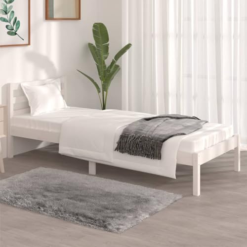 Rantry Massivholzbett Kiefer 75x190 cm Weiß Bed Frame Model810391 von Rantry