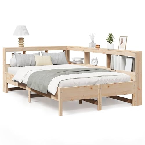 Rantry Massivholzbett mit Regal ohne Matratze 140x190 cm Kiefernholz Holzbett Familienbett von Rantry