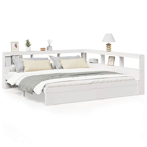 Rantry Massivholzbett mit Regal ohne Matratze 160x200 cm Kiefernholz Holzbett Familienbett von Rantry