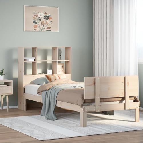 Rantry Massivholzbett mit Regal ohne Matratze 90x190 cm Kiefer Gästebett Model3322652 von Rantry