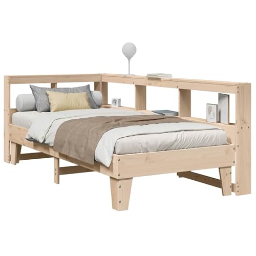 Rantry Massivholzbett mit Regal ohne Matratze 90x190 cm Kiefer Gästebett Model3324559 von Rantry