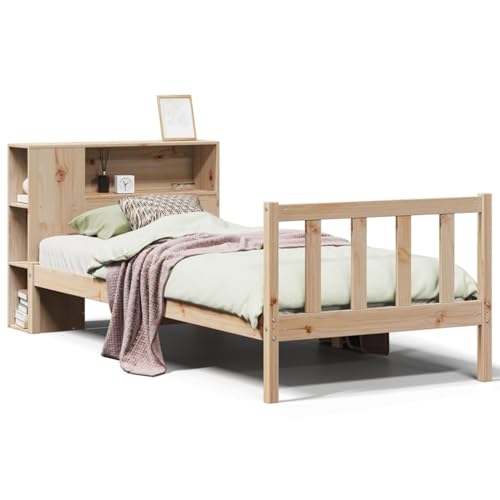 Rantry Massivholzbett mit Regal ohne Matratze 90x190 cm Kiefer Holzbett Familienbett von Rantry
