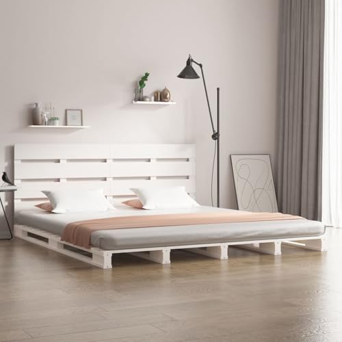 Rantry Massivholzbett ohne Matratze Weiß 160x200 Kiefernholz Gästebett Model3120143 von Rantry