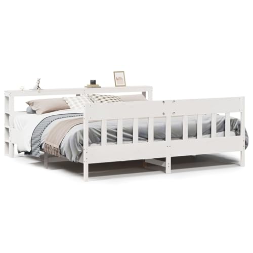 Rantry Massivholzbett ohne Matratze Weiß 200x200 cm Kiefernholz Gästebett Model3306253 von Rantry