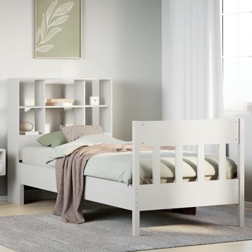 Rantry Massivholzbett ohne Matratze Weiß 90x190 cm Kiefernholz Gästebett Model3323243 von Rantry