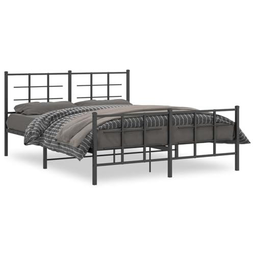 Rantry Metallbett ohne Matratze mit Fußteil Schwarz 160x200 cm Holzbett Familienbett von Rantry