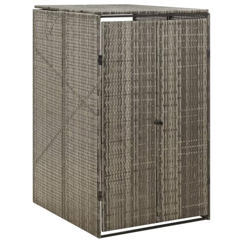 Rantry Mülltonnenbox für 1 Tonne Grau 70x80x117 cm Poly Rattan Mülltonnenschuppen Model319864 von Rantry