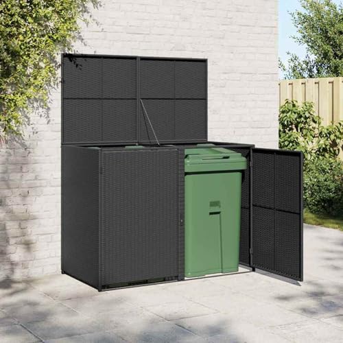 Rantry Mülltonnenbox für 2 Tonnen Poly Rattan Schwarz 148x80x111 cm Mülleimer Rasen und Gartenarbeit Model43887 Rantry Mülltonnenbox für 2 Tonnen Poly Rattan Schwarz 148x80x111 cm Mülleimer Rasen und Gartenarbeit Model43887 von Rantry