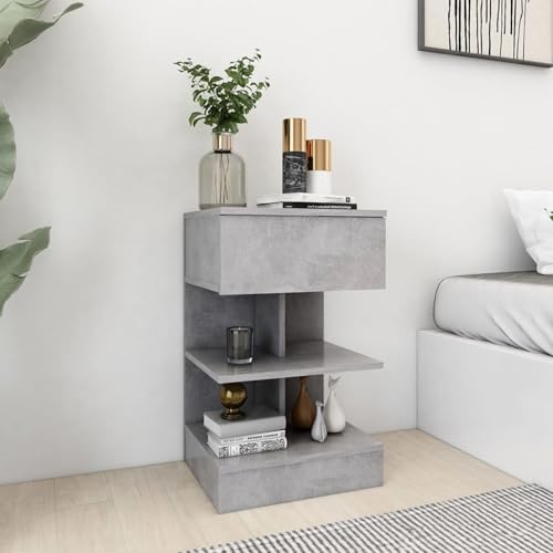 Rantry Nachttisch Betongrau 40x35x65 cm Holzwerkstoff Nachttisch Model808656 von Rantry