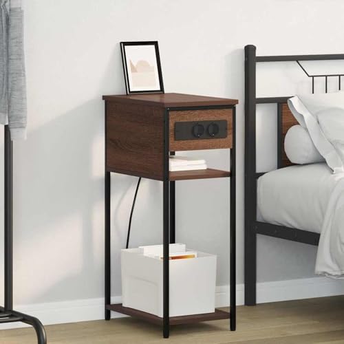 Rantry Nachttisch Braune Eiche 41 x 28 x 76 cm Holzwerkstoff Nightstand Model859579 von Rantry