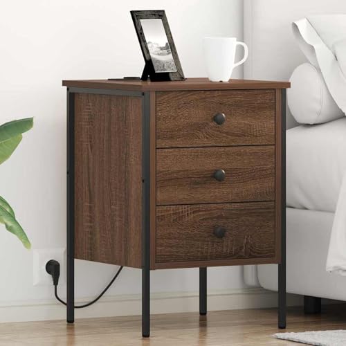 Rantry Nachttisch Braune Eiche 42 x 41 x 61 cm Holzwerkstoff Nightstand Model859488 von Rantry