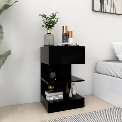 Rantry Nachttisch Schwarz 40x35x65 cm Holzwerkstoff Nachttisch Model808650 von Rantry