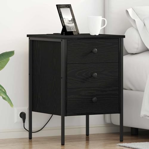 Rantry Nachttisch Schwarze Eiche 42 x 41 x 61 cm Holzwerkstoff Nightstand Model859480 von Rantry