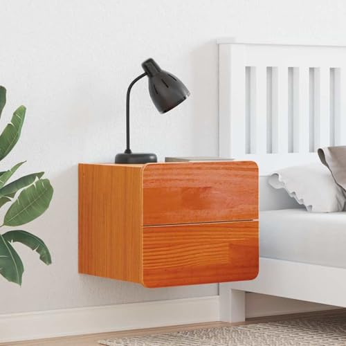Rantry Nachttisch Wachsbraun 39 x 34 x 33 cm Kiefer Massivholz Nightstand Model873509 von Rantry