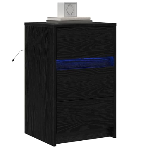 Rantry Nachttisch mit LED-Lichtern Schwarzes Eichenholz Holzwerkstoff Nightstand Model868932 Rantry Nachttisch mit LED-Lichtern Schwarzes Eichenholz Holzwerkstoff Nightstand Model868932 von Rantry