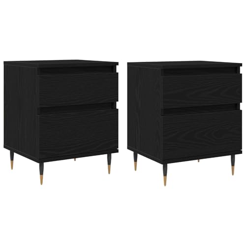 Rantry Nachttische 2 Stück Schwarzer Eiche 40x35x50 cm Holzwerkstoff Nightstand Model862966 von Rantry