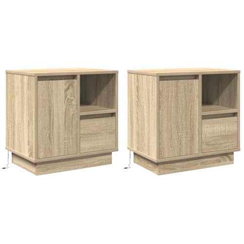 Rantry Nachttische mit LED 2 Stück Sonoma Eiche 50x34,5x50 cm Nightstand Model869583 Rantry Nachttische mit LED 2 Stück Sonoma Eiche 50x34,5x50 cm Nightstand Model869583 von Rantry