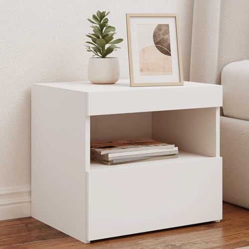 Rantry Nachttische mit LED-Leuchten 2 STK. Weiß 50x40x45 cm Nachttisch Model836764 von Rantry