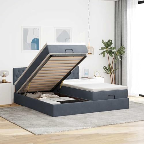 Rantry Ottoman-Bett mit Matratzen Dunkelgrau 160x200 cm Samt Gästebett Model3312087 Rantry Ottoman-Bett mit Matratzen Dunkelgrau 160x200 cm Samt Gästebett Model3312087 von Rantry